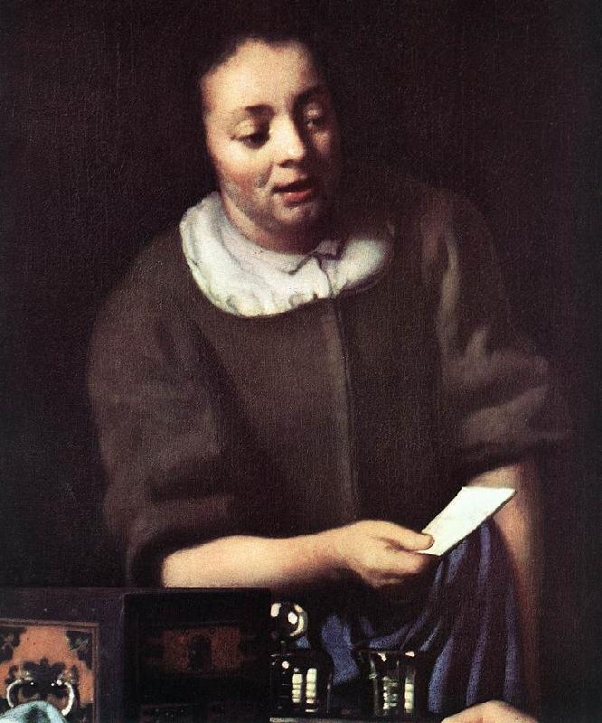 VERMEER VAN DELFT, Jan Lady with Her Maidservant Holding a Letter (detail)er oil painting picture